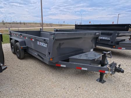 New 2026 Norstar 83 x 16 DCB Dump with 14K GVWR -Slide In Ramps, Scissor Hoist, Double Rear Swing Out Doors - Gray