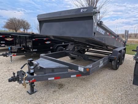 New 2026 Norstar 83 x 16 DCB Dump with 14K GVWR -Slide In Ramps, Scissor Hoist, Double Rear Swing Out Doors - Gray