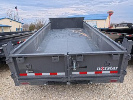 New 2026 Norstar 83 x 16 DCB Dump with 14K GVWR -Slide In Ramps, Scissor Hoist, Double Rear Swing Out Doors - Gray