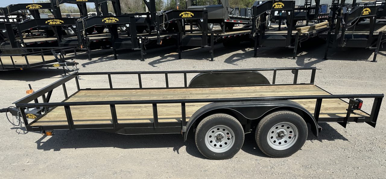 New 2026 Road Boss 83"x16' Tandem Axle Bumper Pull with Slide in Ramps, Pipe Rail & Brakes Utility Trailer