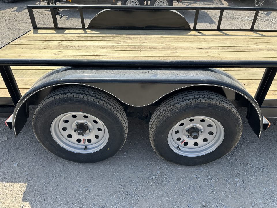 New 2026 Road Boss 83"x16' Tandem Axle Bumper Pull with Slide in Ramps, Pipe Rail & Brakes Utility Trailer