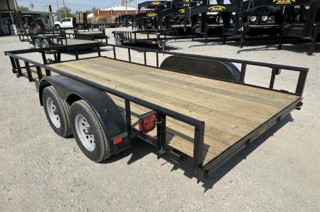 New 2026 Road Boss 83"x16' Tandem Axle Bumper Pull with Slide in Ramps, Pipe Rail & Brakes Utility Trailer