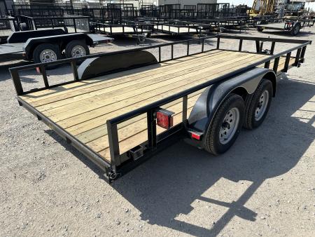 New 2026 Road Boss 83"x16' Tandem Axle Bumper Pull with Slide in Ramps, Pipe Rail & Brakes Utility Trailer