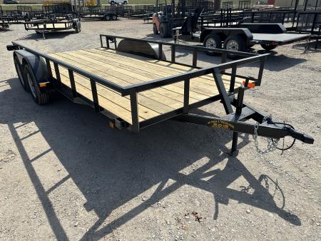 New 2026 Road Boss 83"x16' Tandem Axle Bumper Pull with Slide in Ramps, Pipe Rail & Brakes Utility Trailer