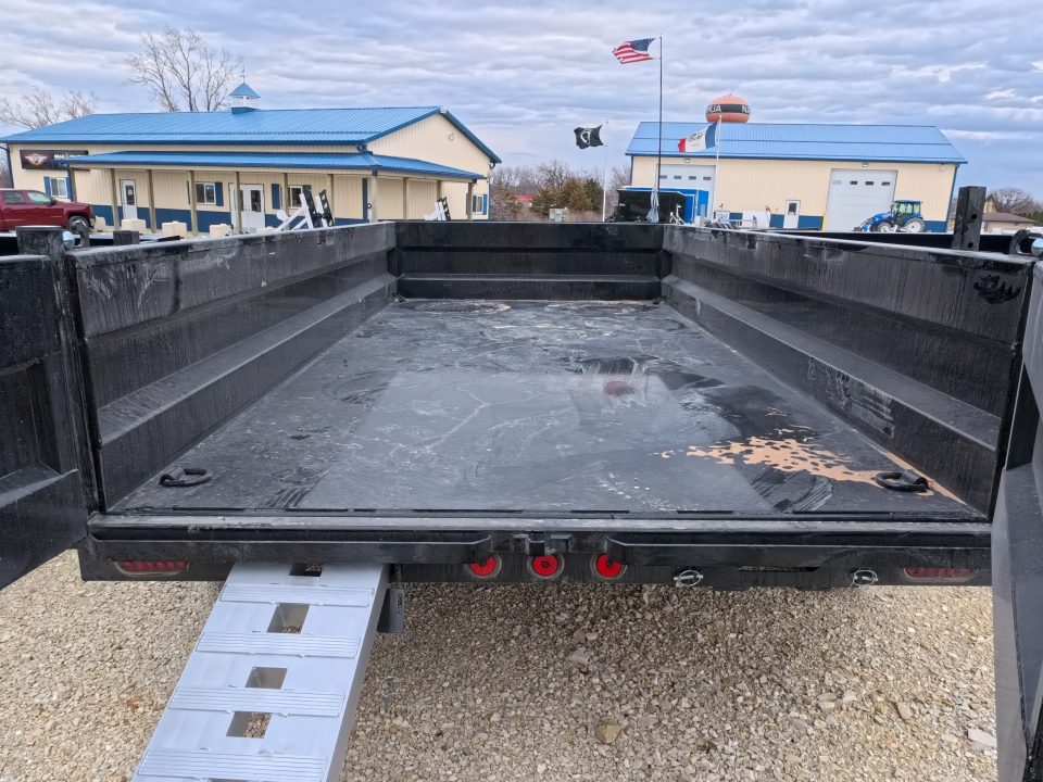 New 2026 Iron Bull 83 x 14 DWB Legendary Reserve Model 14K GVWR, 14 ply Tires, Hydraulic Jack, Scissor Hoist, Aluminum Ramp, Matching Spare, Rear Supports and Solar Charger, Black Dump Trailer