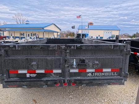 New 2026 Iron Bull 83 x 14 DWB Legendary Reserve Model 14K GVWR, 14 ply Tires, Hydraulic Jack, Scissor Hoist, Aluminum Ramp, Matching Spare, Rear Supports and Solar Charger, Black Dump Trailer