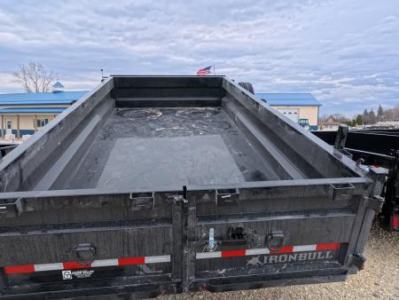 New 2026 Iron Bull 83 x 14 DWB Legendary Reserve Model 14K GVWR, 14 ply Tires, Hydraulic Jack, Scissor Hoist, Aluminum Ramp, Matching Spare, Rear Supports and Solar Charger, Black Dump Trailer