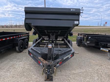 New 2026 Iron Bull 83 x 14 DWB Legendary Reserve Model 14K GVWR, 14 ply Tires, Hydraulic Jack, Scissor Hoist, Aluminum Ramp, Matching Spare, Rear Supports and Solar Charger, Black Dump Trailer