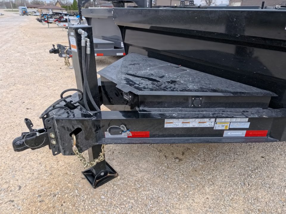 New 2026 Iron Bull 83 x 14 DWB Legendary Reserve Model 14K GVWR, 14 ply Tires, Hydraulic Jack, Scissor Hoist, Aluminum Ramp, Matching Spare, Rear Supports and Solar Charger, Black Dump Trailer
