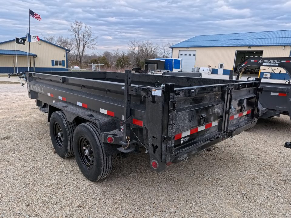New 2026 Iron Bull 83 x 14 DWB Legendary Reserve Model 14K GVWR, 14 ply Tires, Hydraulic Jack, Scissor Hoist, Aluminum Ramp, Matching Spare, Rear Supports and Solar Charger, Black Dump Trailer