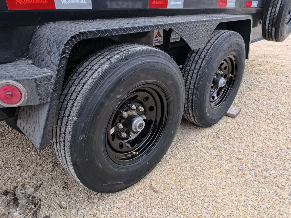 New 2026 Iron Bull 83 x 14 DWB Legendary Reserve Model 14K GVWR, 14 ply Tires, Hydraulic Jack, Scissor Hoist, Aluminum Ramp, Matching Spare, Rear Supports and Solar Charger, Black Dump Trailer