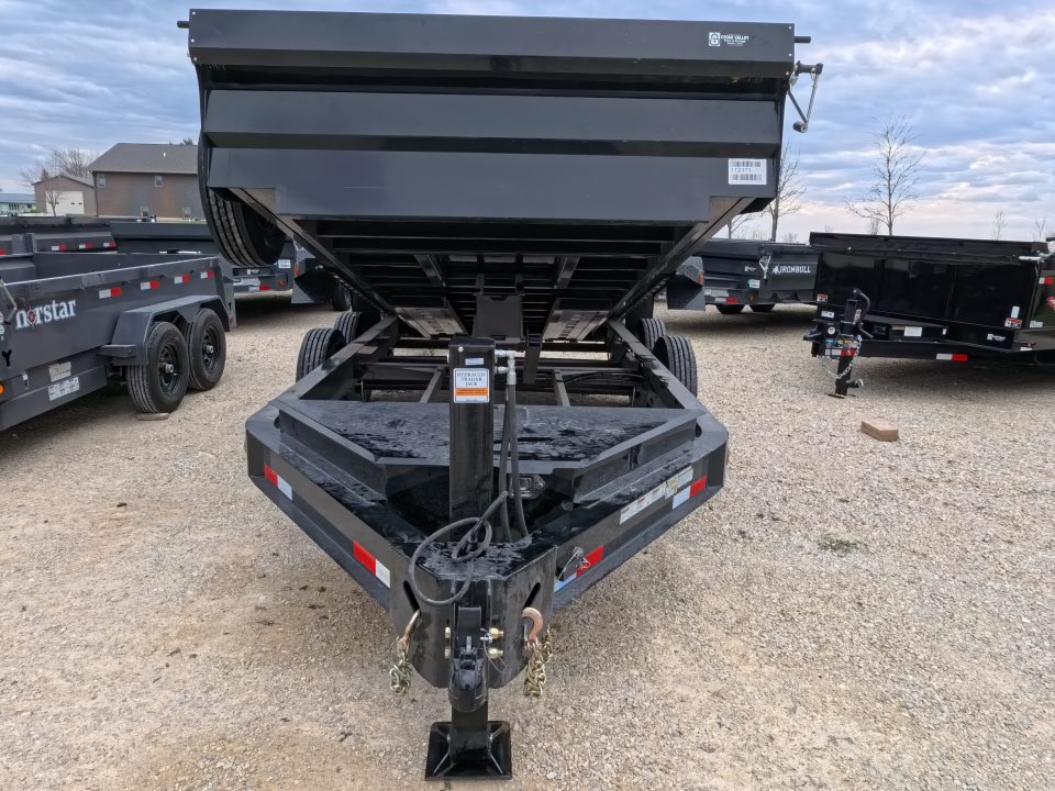 New 2026 Iron Bull 83 x 14 DWB Legendary Reserve Model 14K GVWR, 14 ply Tires, Hydraulic Jack, Scissor Hoist, Aluminum Ramp, Matching Spare, Rear Supports and Solar Charger, Black Dump Trailer