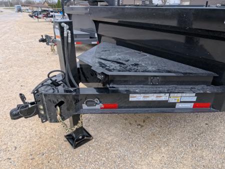 New 2026 Iron Bull 83 x 14 DWB Legendary Reserve Model 14K GVWR, 14 ply Tires, Hydraulic Jack, Scissor Hoist, Aluminum Ramp, Matching Spare, Rear Supports and Solar Charger, Black Dump Trailer