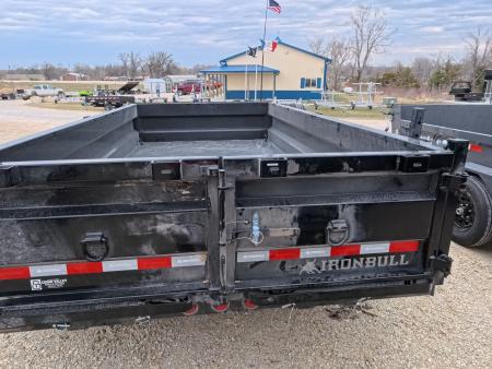New 2026 Iron Bull 83 x 14 DWB Legendary Reserve Model 14K GVWR, 14 ply Tires, Hydraulic Jack, Scissor Hoist, Aluminum Ramp, Matching Spare, Rear Supports and Solar Charger, Black Dump Trailer