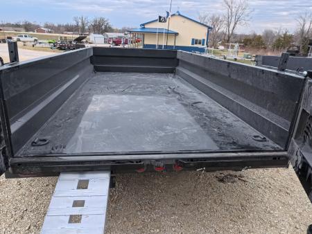 New 2026 Iron Bull 83 x 14 DWB Legendary Reserve Model 14K GVWR, 14 ply Tires, Hydraulic Jack, Scissor Hoist, Aluminum Ramp, Matching Spare, Rear Supports and Solar Charger, Black Dump Trailer