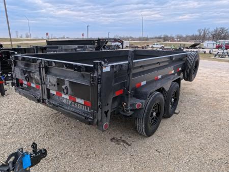 New 2026 Iron Bull 83 x 14 DWB Legendary Reserve Model 14K GVWR, 14 ply Tires, Hydraulic Jack, Scissor Hoist, Aluminum Ramp, Matching Spare, Rear Supports and Solar Charger, Black Dump Trailer
