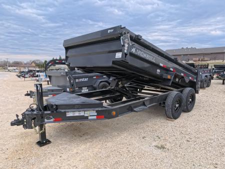 New 2026 Iron Bull 83 x 14 DWB Legendary Reserve Model 14K GVWR, 14 ply Tires, Hydraulic Jack, Scissor Hoist, Aluminum Ramp, Matching Spare, Rear Supports and Solar Charger, Black Dump Trailer