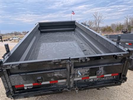 New 2026 Iron Bull 83 x 14 DWB Legendary Reserve Model 14K GVWR, 14 ply Tires, Hydraulic Jack, Scissor Hoist, Aluminum Ramp, Matching Spare, Rear Supports and Solar Charger, Black Dump Trailer