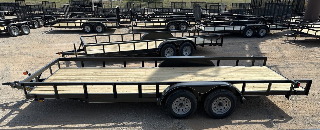 New 2026 Road Boss 83"x20' Tandem Axle Bumper Pull with Slide in Ramps & 4" Channel Frames Utility Trailer