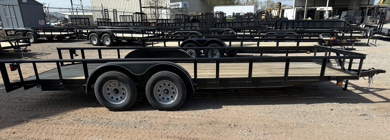 New 2026 Road Boss 83"x20' Tandem Axle Bumper Pull with Slide in Ramps, Pipe Rail & Dove Utility Trailer