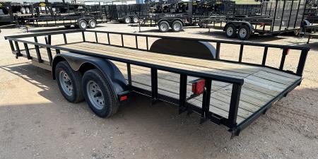New 2026 Road Boss 83"x20' Tandem Axle Bumper Pull with Slide in Ramps, Pipe Rail & Dove Utility Trailer