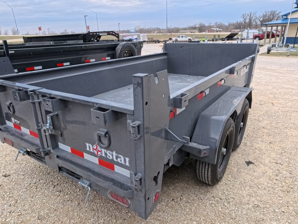 New 2026 Norstar 72x12 DCB Dump Trailer, 2)5200 lb. Axles, 2) Elec. Brakes, TH-516 Scissor Hoist, Slide-In Ramps
