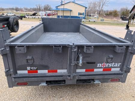 New 2026 Norstar 72x12 DCB Dump Trailer, 2)5200 lb. Axles, 2) Elec. Brakes, TH-516 Scissor Hoist, Slide-In Ramps