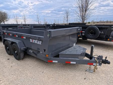 New 2026 Norstar 72x12 DCB Dump Trailer, 2)5200 lb. Axles, 2) Elec. Brakes, TH-516 Scissor Hoist, Slide-In Ramps