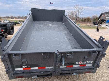 New 2026 Norstar 72x12 DCB Dump Trailer, 2)5200 lb. Axles, 2) Elec. Brakes, TH-516 Scissor Hoist, Slide-In Ramps