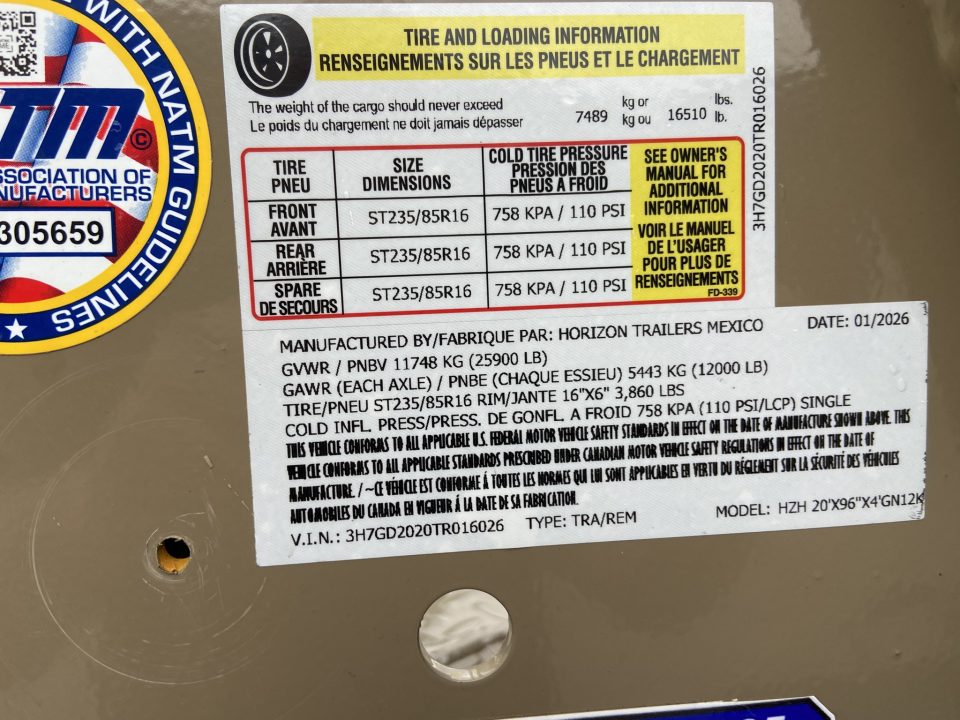 New Horizon 20'X96"X4' GN12K Dump Trailer