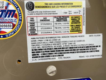 New Horizon 20'X96"X4' GN12K Dump Trailer