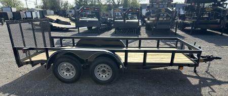 New 2026 Road Boss 77"x14' Tandem Axle Bumper Pull w/ Dove tail & 3' Gate Utility Trailer