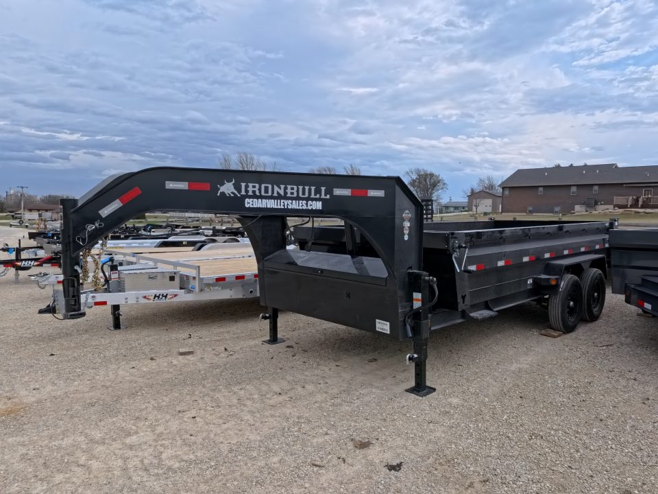 New 2026 Iron Bull 83 x 16 DTG Dump Trailer - Black with 2)7K Straight Axles, 2) Electric Brakes, Aluminum Slide-In Ramps, 24" 10 Gauge Dump Sides, 10 Ply Tires