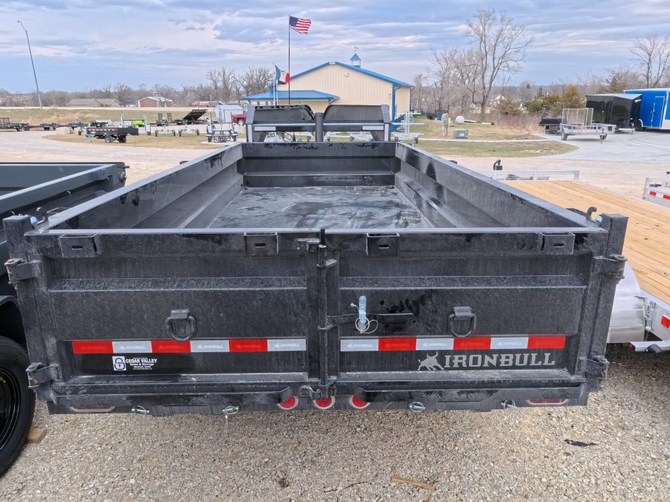 New 2026 Iron Bull 83 x 16 DTG Dump Trailer - Black with 2)7K Straight Axles, 2) Electric Brakes, Aluminum Slide-In Ramps, 24" 10 Gauge Dump Sides, 10 Ply Tires
