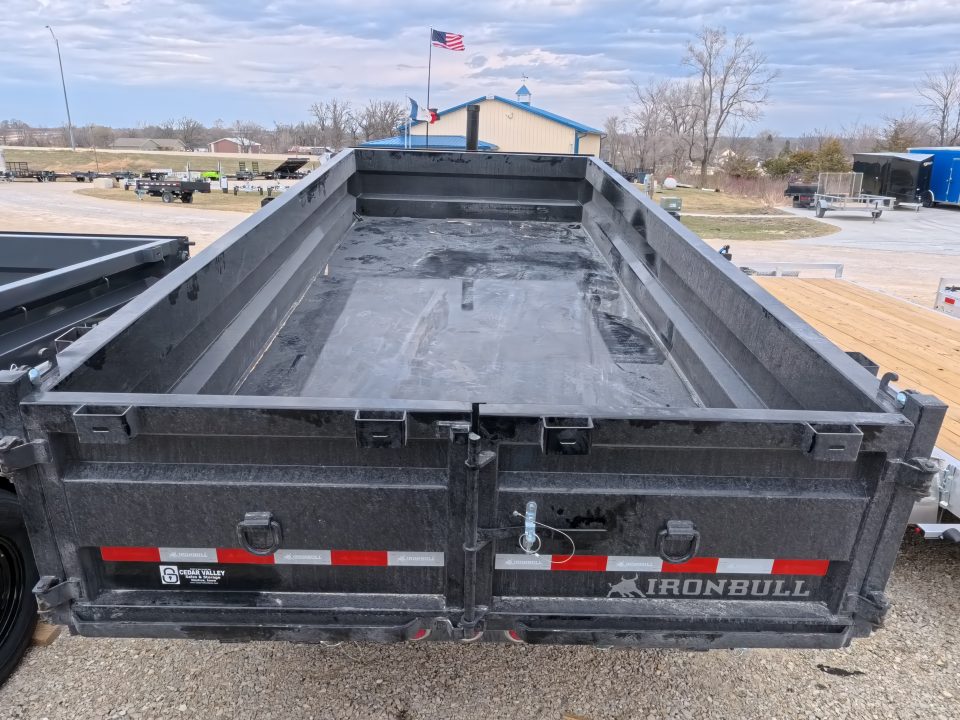 New 2026 Iron Bull 83 x 16 DTG Dump Trailer - Black with 2)7K Straight Axles, 2) Electric Brakes, Aluminum Slide-In Ramps, 24" 10 Gauge Dump Sides, 10 Ply Tires