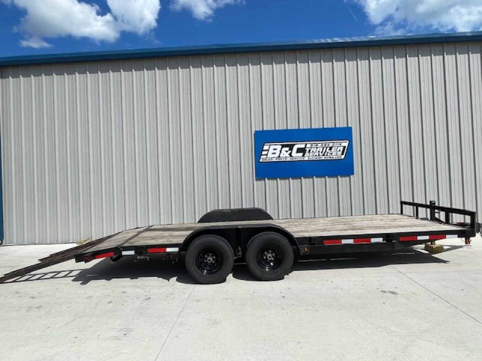 Used 2022 LONGHORN 83X20 CAR HAULER, WOOD FLOOR, (2) TANDEM 5200lb AXLES