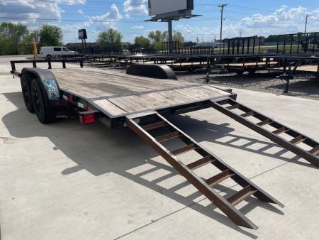 Used 2022 LONGHORN 83X20 CAR HAULER, WOOD FLOOR, (2) TANDEM 5200lb AXLES