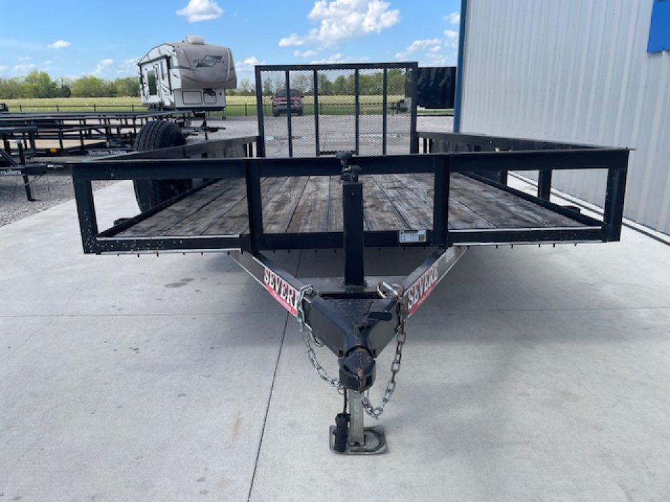 Used 2021 SEVERE BRAND 83X16 ANGLE TOP UTILITY W/4' GATE, 2' DOVE (2) 3500lb AXLES