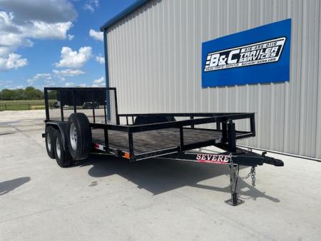 Used 2021 SEVERE BRAND 83X16 ANGLE TOP UTILITY W/4' GATE, 2' DOVE (2) 3500lb AXLES