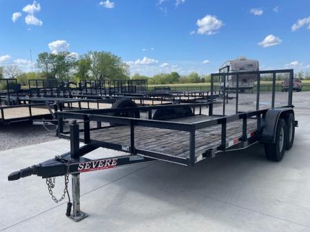 Used 2021 SEVERE BRAND 83X16 ANGLE TOP UTILITY W/4' GATE, 2' DOVE (2) 3500lb AXLES