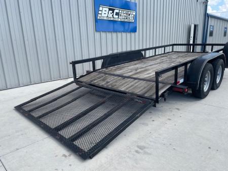 Used 2021 SEVERE BRAND 83X16 ANGLE TOP UTILITY W/4' GATE, 2' DOVE (2) 3500lb AXLES