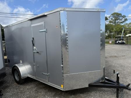 New 2026 Cargo Craft 6 X 12 Enclosed Silver Trailer with Side Door Drip Edge