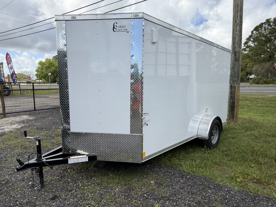New 6 X 14 Enclosed White Trailer with Side Door Drip Edge