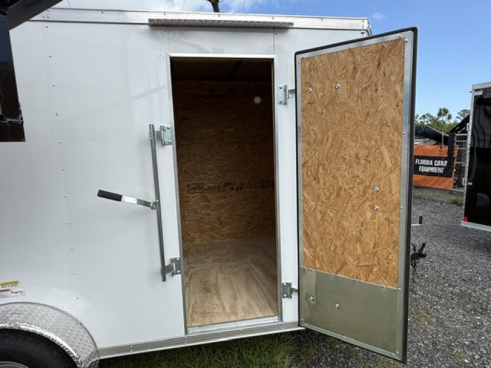 New 6 X 14 Enclosed White Trailer with Side Door Drip Edge