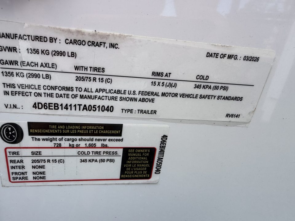 New 2026 Cargo Craft 6 X 12 Enclosed White Trailer with Side Door Drip Edge & Ladder Rack Cargo / Enclosed Trailer (N051041)