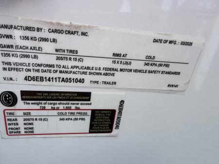 New 2026 Cargo Craft 6 X 12 Enclosed White Trailer with Side Door Drip Edge & Ladder Rack Cargo / Enclosed Trailer (N051041)