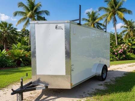 New 2026 Cargo Craft 6 X 12 Enclosed White Trailer with Side Door Drip Edge & Ladder Rack Cargo / Enclosed Trailer