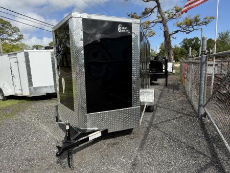 New 6 X 12 Enclosed Black Trailer with Side Door Drip Edge