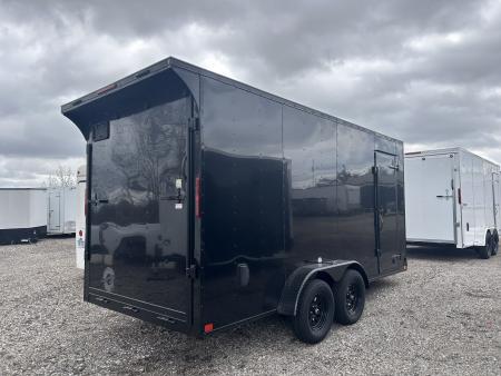 New 2026 Homesteader Trailer 7  X 16 FT ENCLOSED CARGO RAMP DOOR 7 FT INT HT BLACK OUT TRIM POLYCORE REAR SPOILER