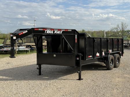 New 2026 Trail Maxx 83x16x3 Gooseneck / Telescopic Hoist / 14PLY Tires w/Spare / 14k GVWR Dump Trailer